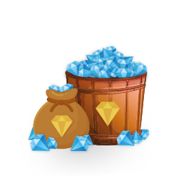 Bucket and bag of gems